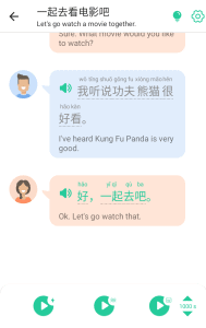 Screenshot of the Speak Up Mandarin dialogues in Chinese Skill