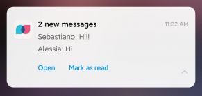 Screenshot of new message notifications from Tandem.