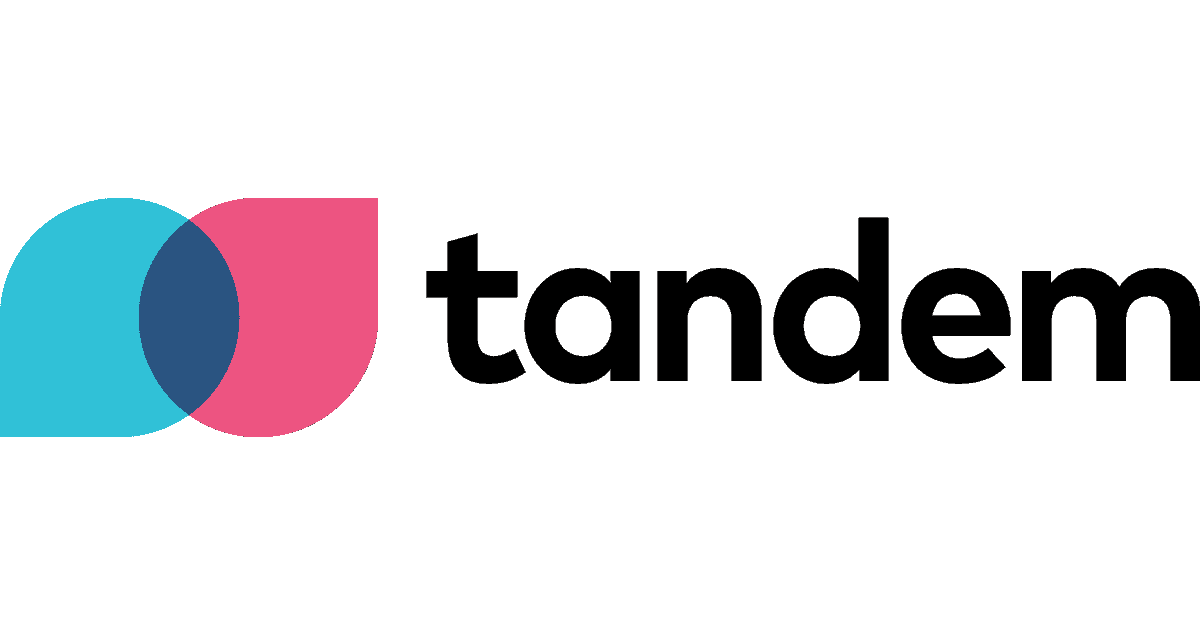The Tandem logo with a pink and blue graphic.