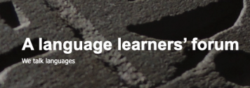 Text reads, "A language learners' forum. We talk langauges"